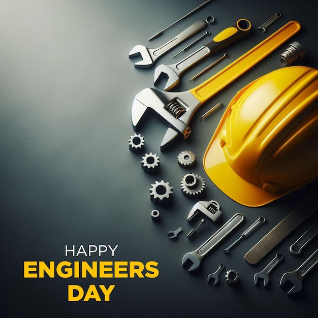 Engineers Day Banner with Engineers Materials Background