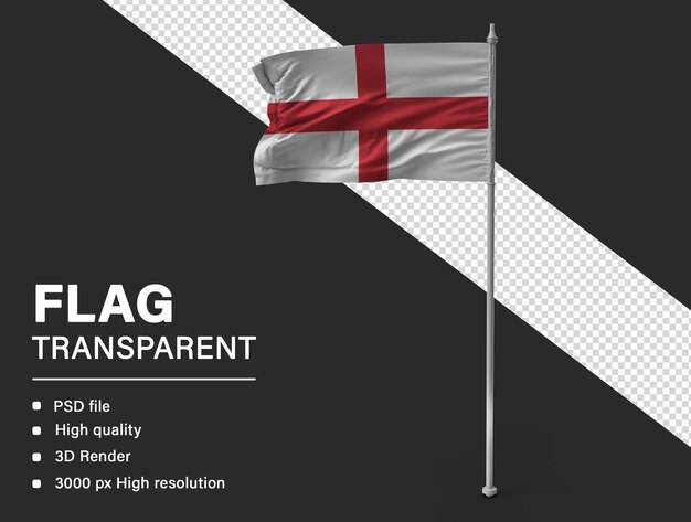 England flag in realistic 3d render on transparent background