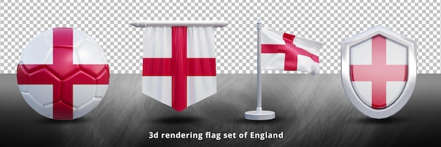 England national flag set illustration or 3d realistic England waving country flag set icon