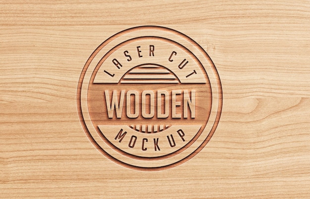 Engraved Round Wood Logo Mockup