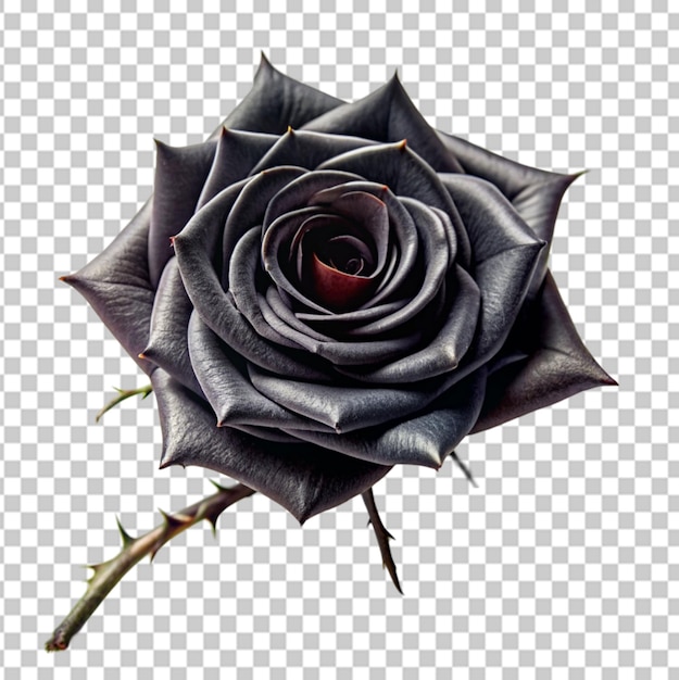 enigmatic black rose with thorns Transparent background