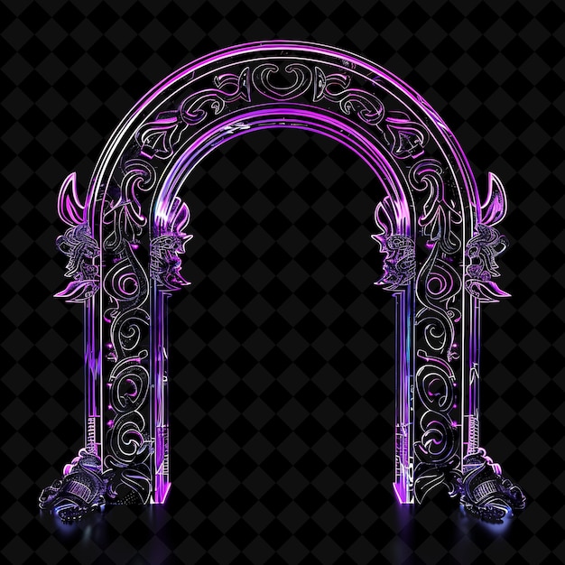 Entrance Arch Gate With Intricate Patterns and Purple Neon L PNG Y2K Shape Neon Color Collection