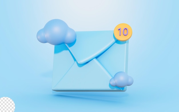 envelop sign with cloud 3d render concept for communication system lettering email news