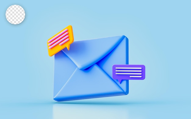 envelop with message chat sing 3d render concept for email appointment letter important document