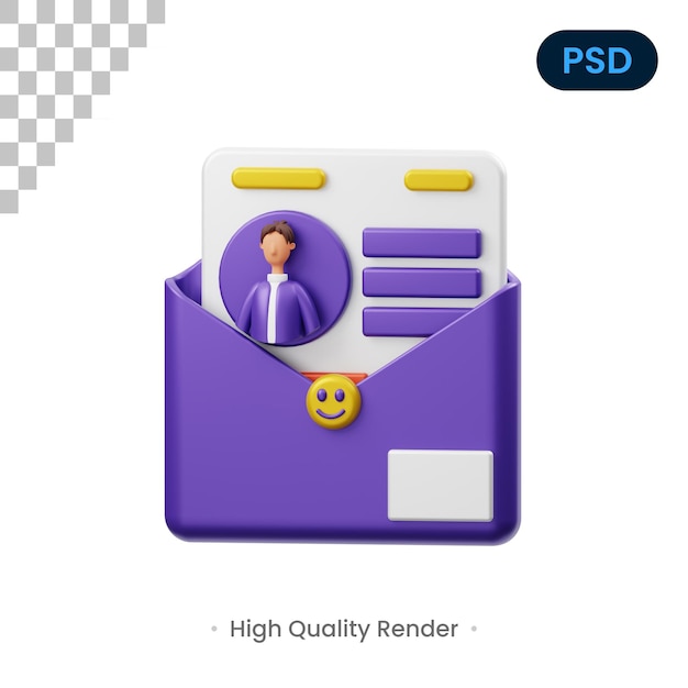 Envelope 3D Render Illustration Premium Psd