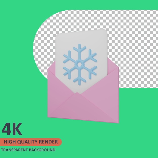 Envelope 3d winter icon illustration high quality render