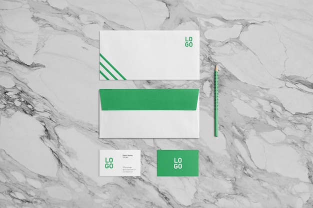 Envelope and Business Card mockup