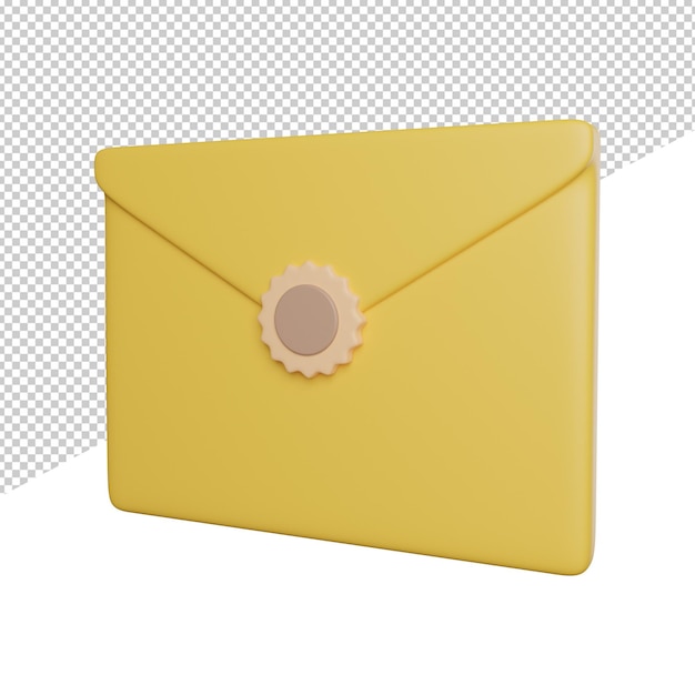 Envelope Message Invitation side view 3d rendering icon illustration on trasnparent background