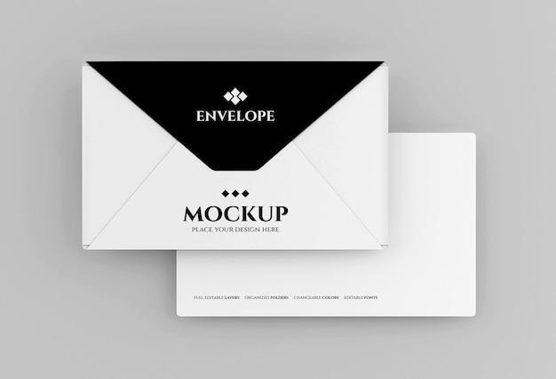 Envelope mockup design in 3d rendering