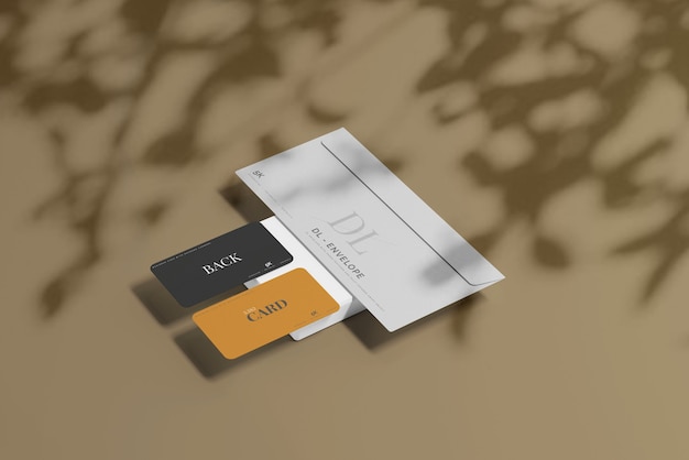 Envelope with Business Card Mockup