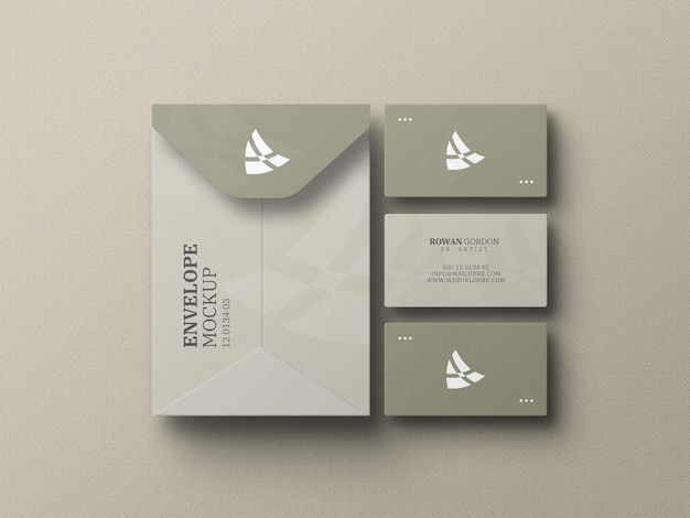 Envelope with business card mockup