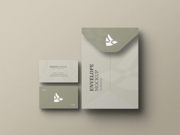 Envelope with business card mockup