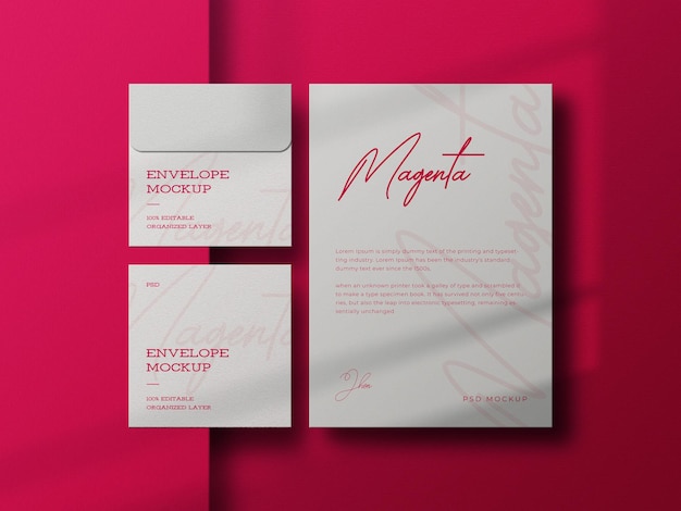 Envelope with letterhead mockup color of the year 2023