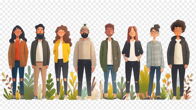 PSD environment people illustration isolated on transparent background