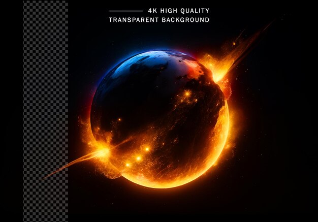 PSD environmental conditions in space are fiery on transparent background