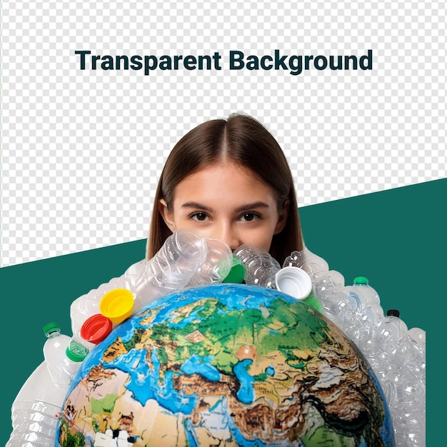 PSD environmental impact of plastic pollution on earth transparent background png