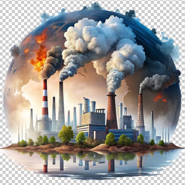 environmental pollution on transparent background