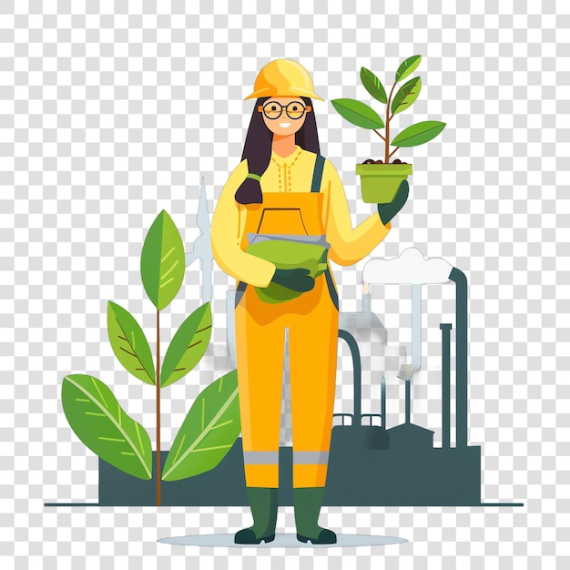 PSD environmental worker illustration job isolated on transparent background