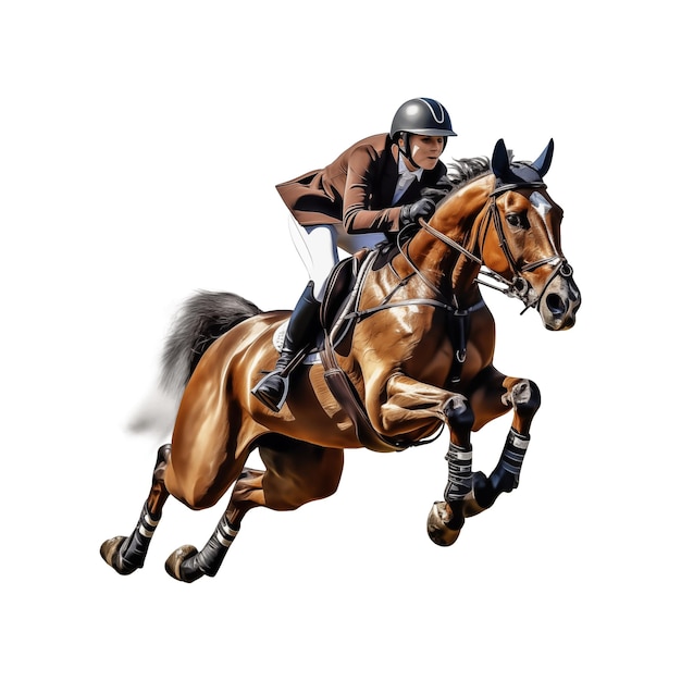 Equestrian sport Equestrian rider on horse isolated on white background