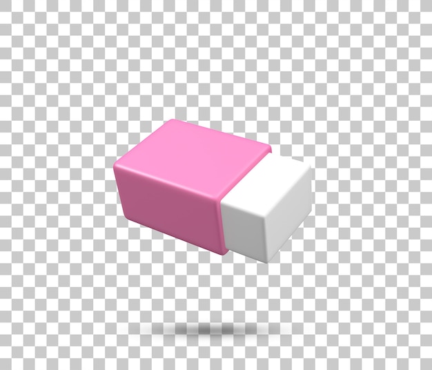 Eraser 3d icon Minimal style clean 3D symbol of education Flying Rubber eraser pink icon