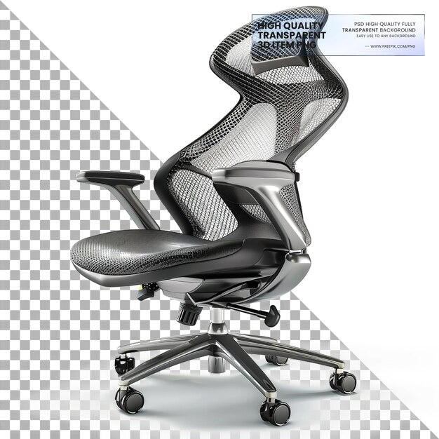 PSD ergonomic chair with lumbar support for office comfort on transparent background