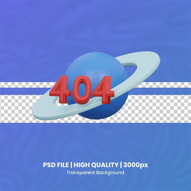 PSD error 404 3d icon illustration