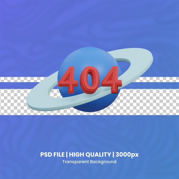 PSD error 404 3d icon illustration