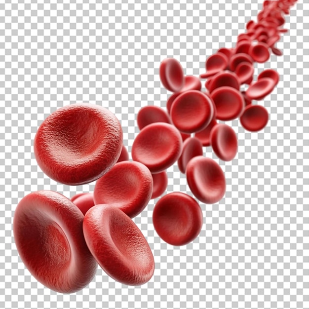 Erythrocytes blood cell stream on transparent background