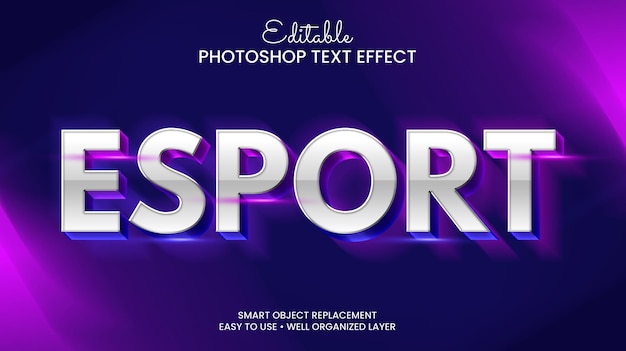 Esport 3d text effect with light premium psd