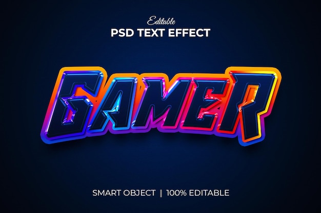 Esport  gamer team logo colorful 3d editable text effect mockup premium PSD