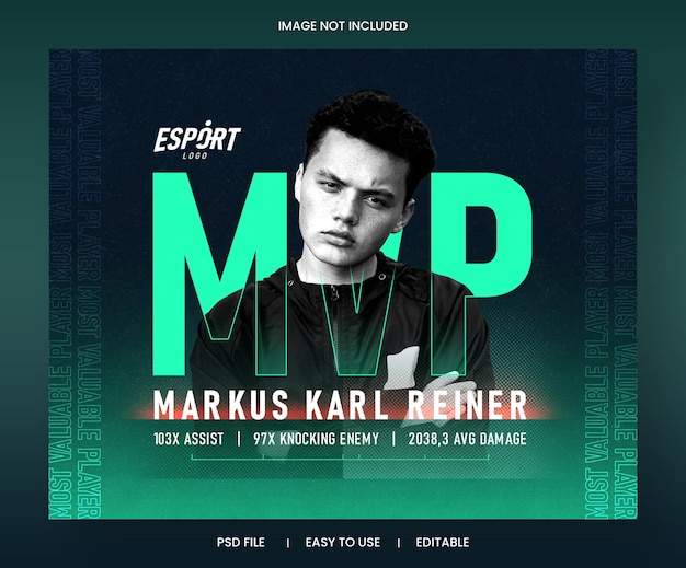 Esport mvp on gaming tournament social media banner template