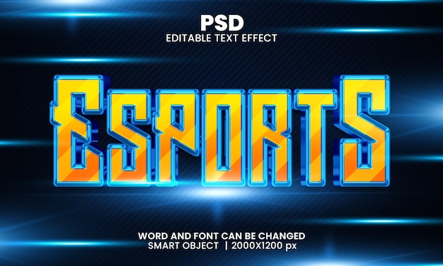 Esports 3d editable photoshop text effect style with background