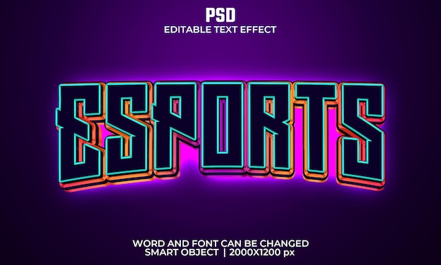 Esports 3d editable text effect Premium Psd with background