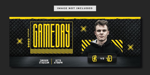 Esports gameday metallic social media facebook banner template