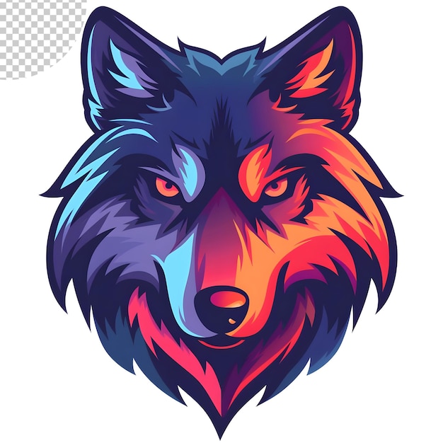 Esports logo simple wolf vector style colourful on transparent background