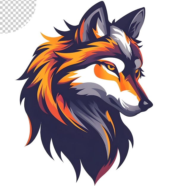 PSD esports logo simple wolf vector style colourful on transparent background