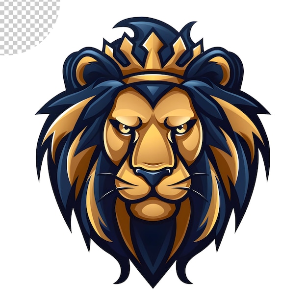 PSD esports logo vector lion vector style bold line on transparent background