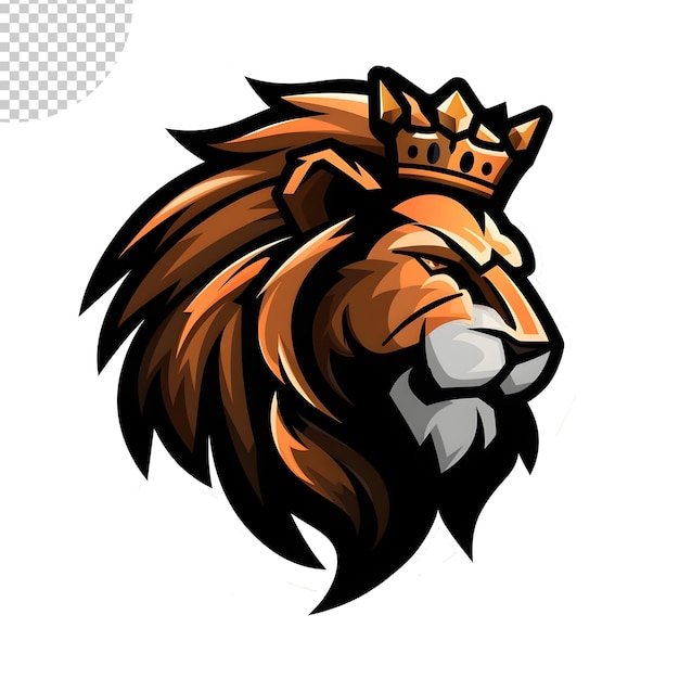 PSD esports logo vector lion vector style bold line on transparent background