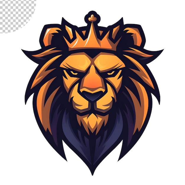 PSD esports logo vector lion vector style bold line on transparent background