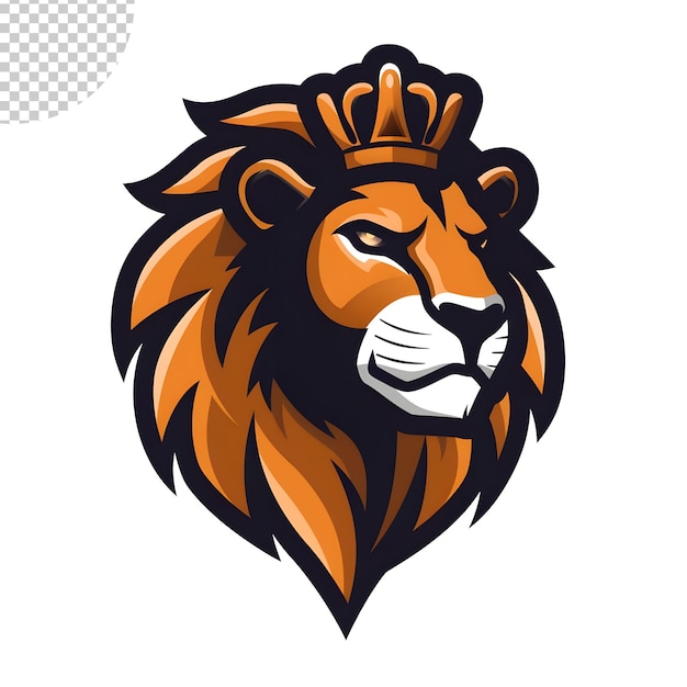 PSD esports logo vector lion vector style bold line on transparent background