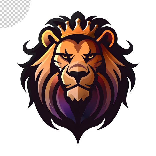 PSD esports logo vector lion vector style bold line on transparent background