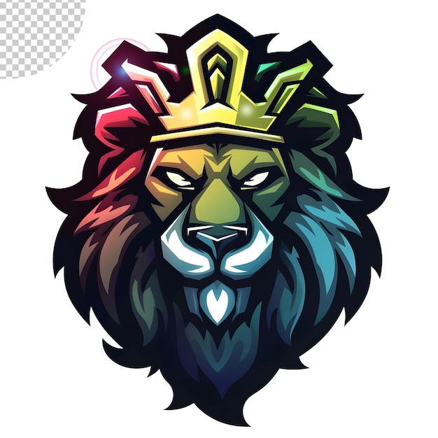 PSD esports logo vector lionv ector style bold line on transparent background