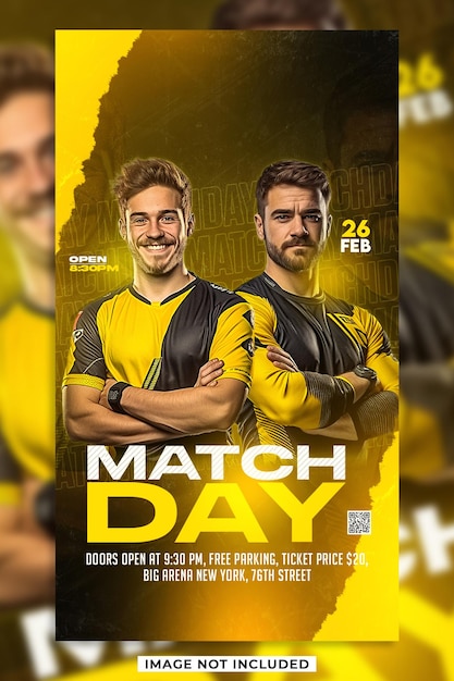 PSD esports match day gaming event social instagram story