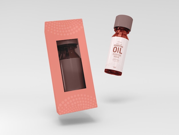 Essential Oil Pump Bottle with box Mockup