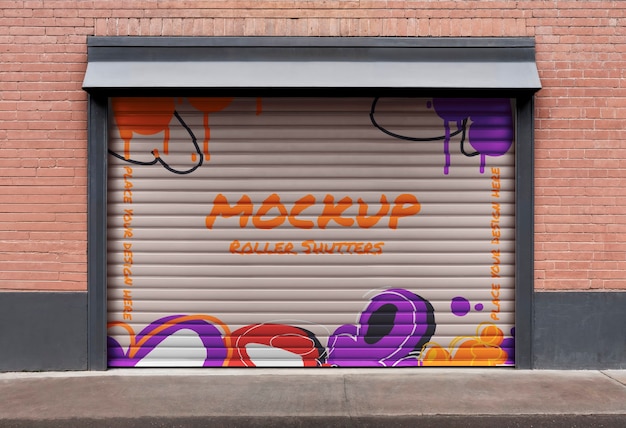 Establishment roller shutters mockup