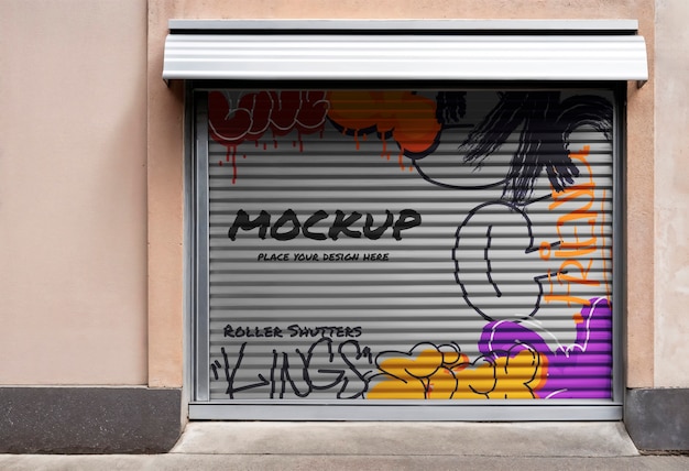 Establishment roller shutters mockup