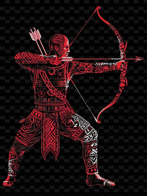 Estonian Archer With a Longbow Standing in a Ready to Shoot Flat Illustration Character Portraits