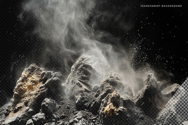 Ethereal Black Stone Dust Particles on transparent Background