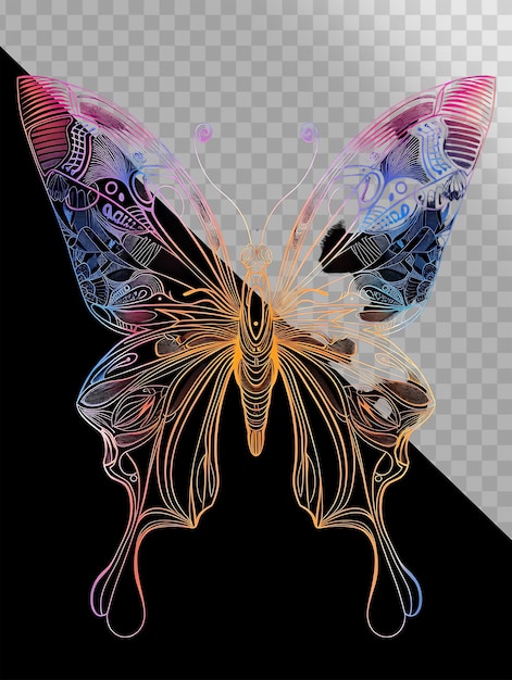 PSD ethereal butterfly garden t shirt design vector illustration