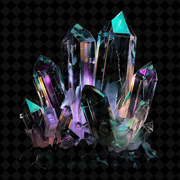 Ethereal Crystal Cavern Gate With Gemstone Formations and Gl PNG Y2K Shape Neon Color Collection